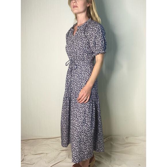 REBECCA TAYLOR LA VIE Floral Cotton Puff Sleeve Prairie Maxi Dress US XS - Picture 2 of 13